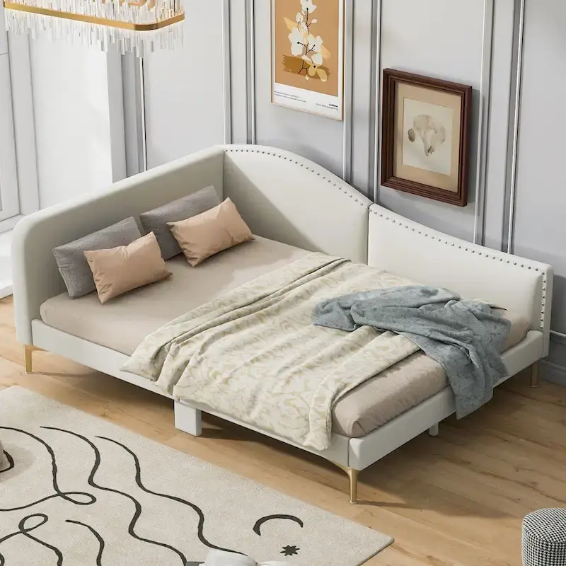 Upholstered Daybed with Armrest and Headboard