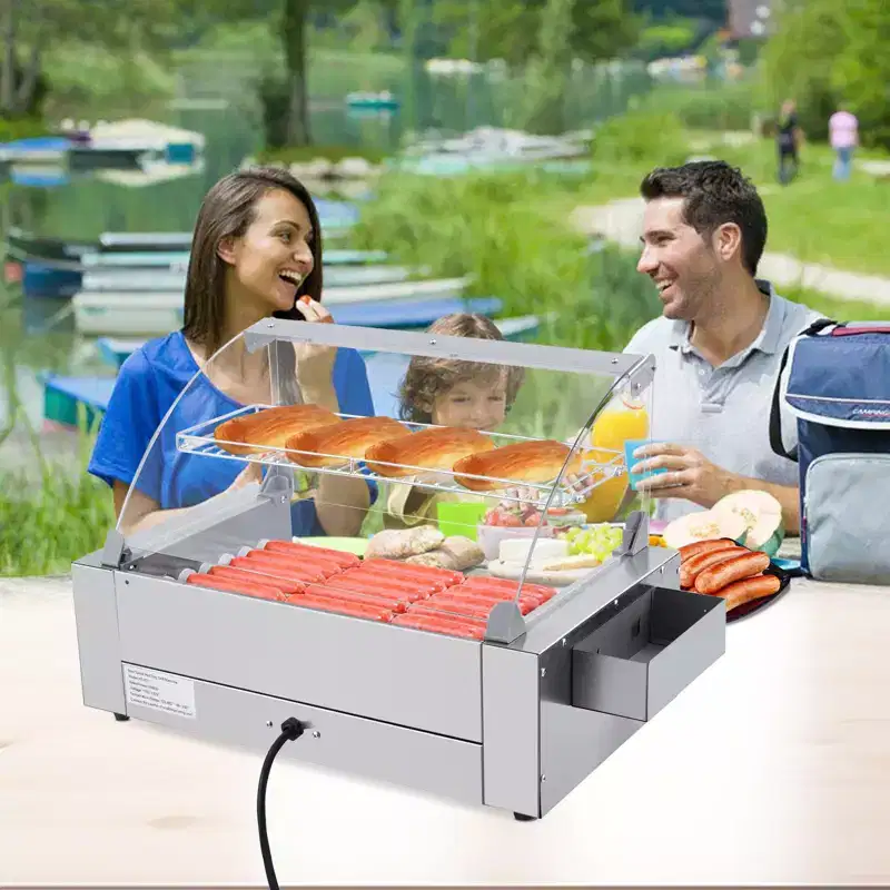 Hot Dog Roller Grill & Commercial Hot Dog Machine with Dual Temperature Control