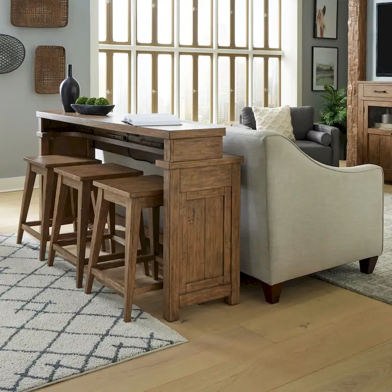 Pinebrook Ridge Weathered Toffee 4 Piece Console Table Set