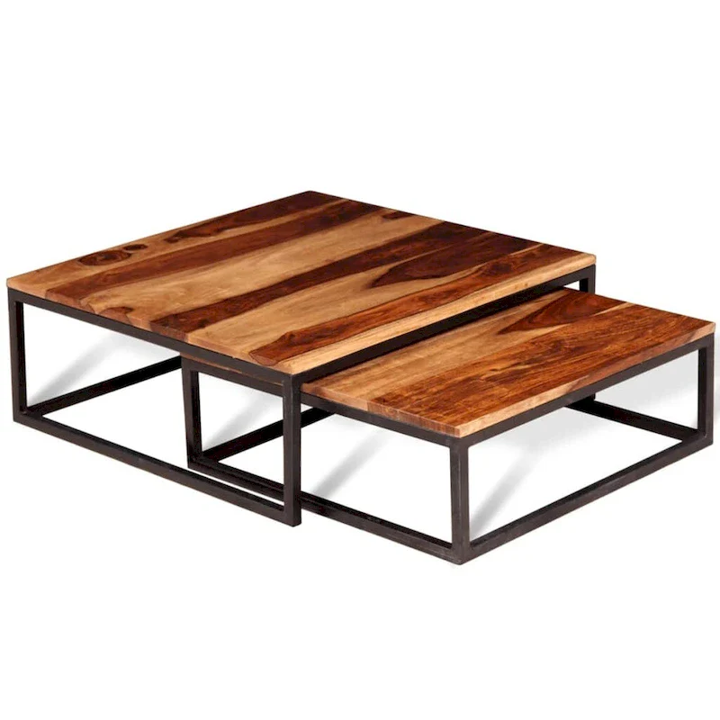 Two Piece Nesting Coffee Table Solid Sheesham Wood