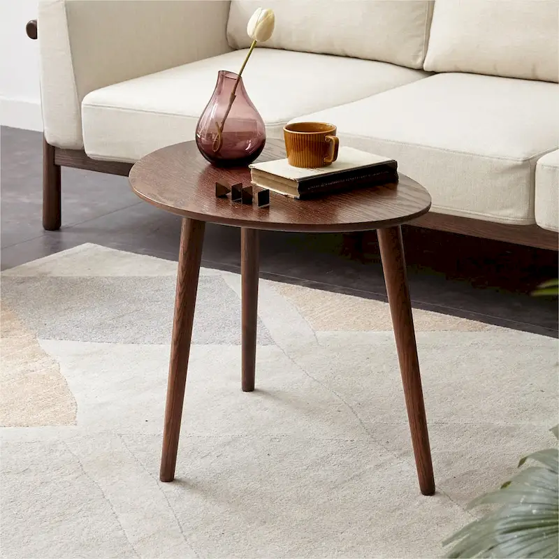 Solid Oak Wood Pebble-Shaped Coffee Table