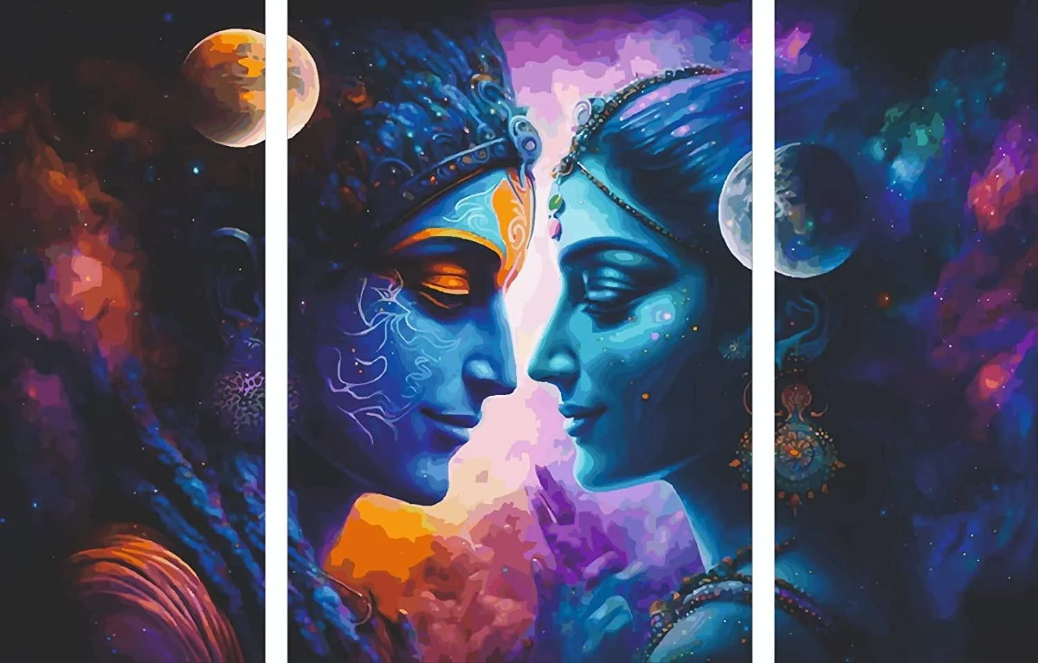 Premium Radha Krishna MDF self Addhesive UV Printed Home Decorative Religious Gift Item,Radha Krishna Wooden Wall paintings For Home And Living Room -22.52 x 15 inches, Multi