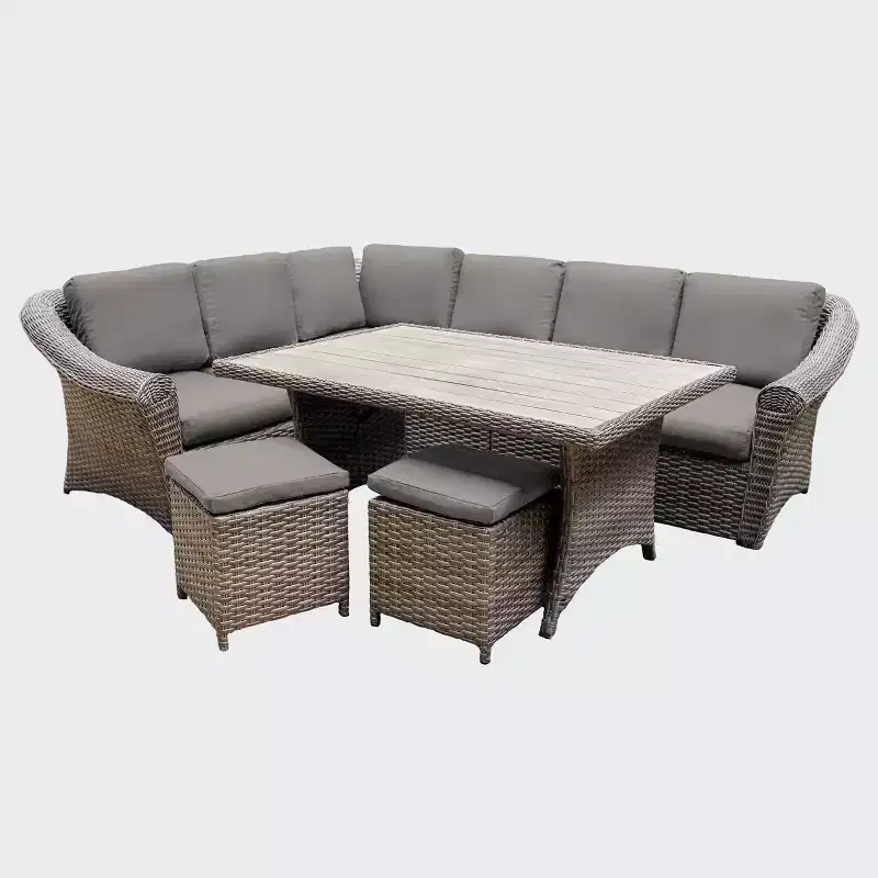 Leisure Made Walton 7pc Wicker Sectional in Gray Fabric