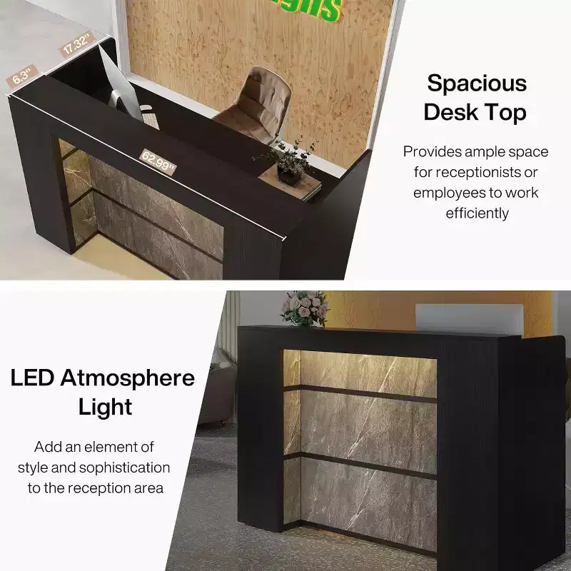 Lantine 63 Inches LED Lights Reception Desk