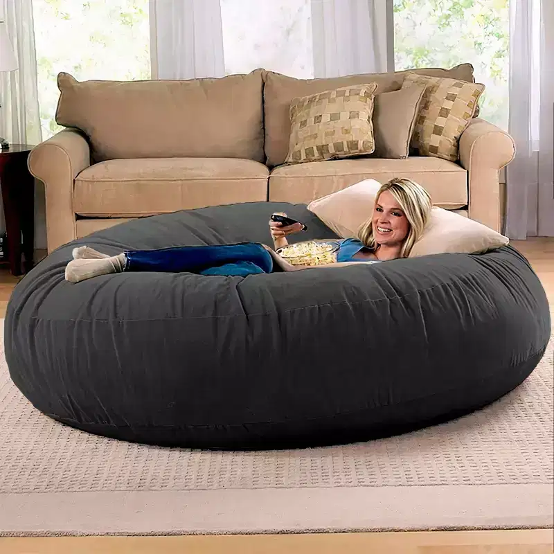 6-Foot Large Bean Bag Chair for Adults, Convertible Lounge and Bed