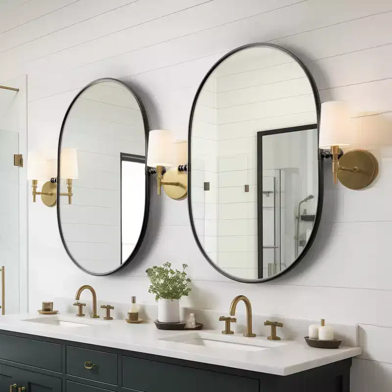 Dovelina Metal Frame Oval Pivot Bathroom Vanity Mirror Set of 2