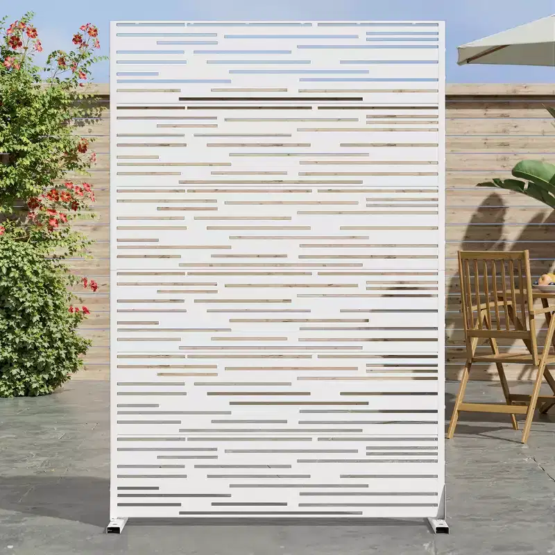 MAYEERTY Light and Shadow Type White Metal Screens Outdoor and Indoor Divider with Free Standing Decorative Privacy Screen for Balcony