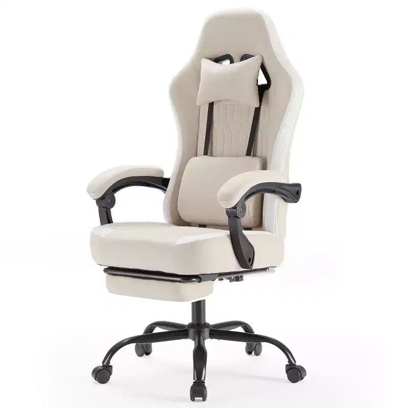 Bestier Gaming Chair with Lumbar Support, Office Chair with Adjustable Height, Armrests and Headrests, 360 Rotating Wheels