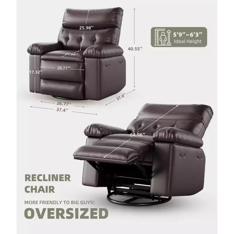 Living Room Manual Massage Chair, 360-Degree Rotating Massage Chair with Remote Control, PU Leather Leisure Chair with Side Pockets
