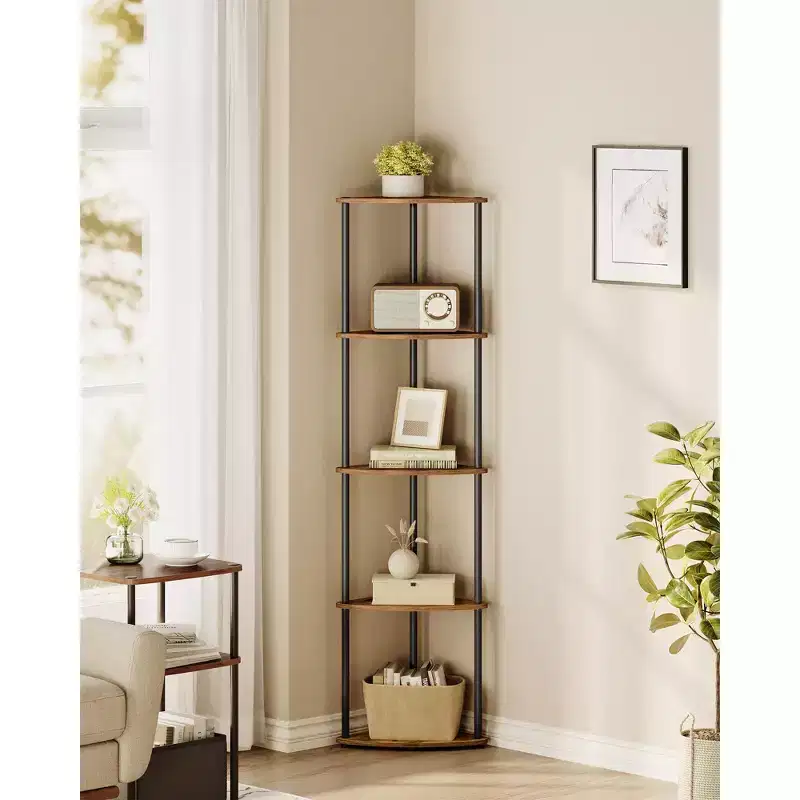 5-Tier Corner Standing Shelf, Toolless Assembly, 15x10.6x54.7