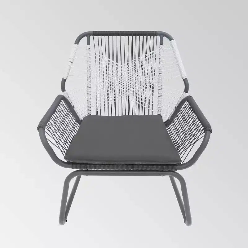 Milan 2pk Steel Club Chairs - Gray/White - Christopher Knight Home: Wicker Patio Accent Seating, Water-Resistant
