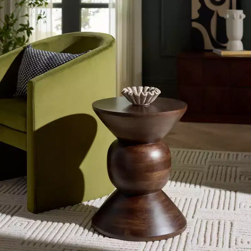 Pascual Round Accent Table - ACC3258 - Walnut - Safavieh