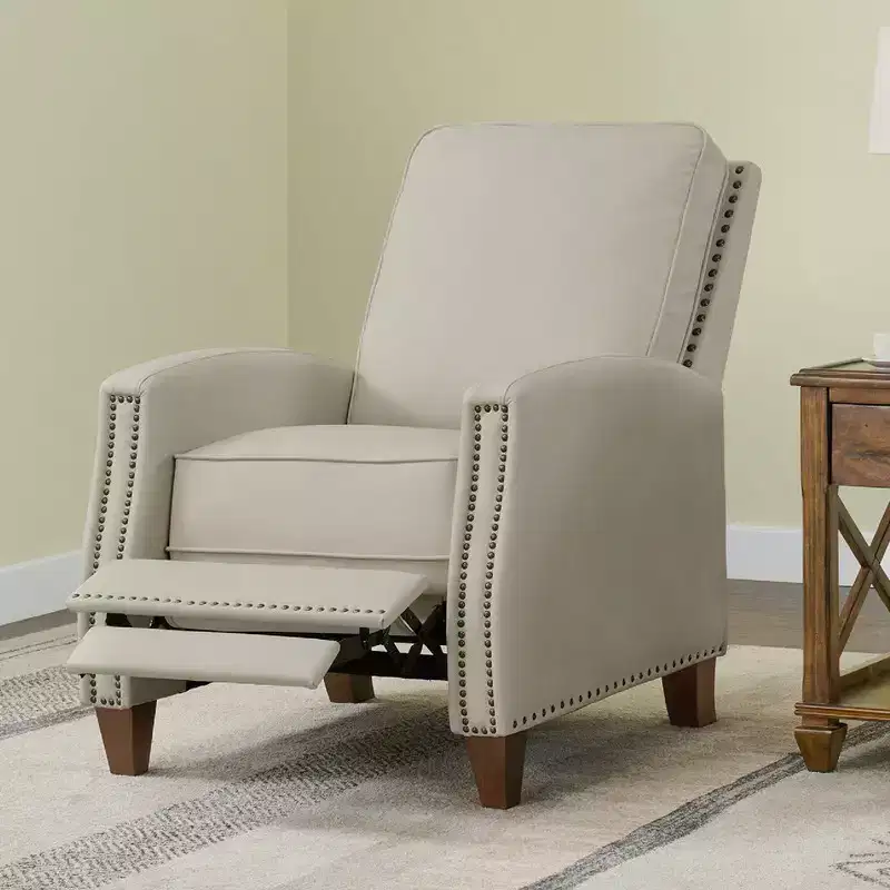 Push Back Recliner Chair with Nailhead Trims for Living Room
