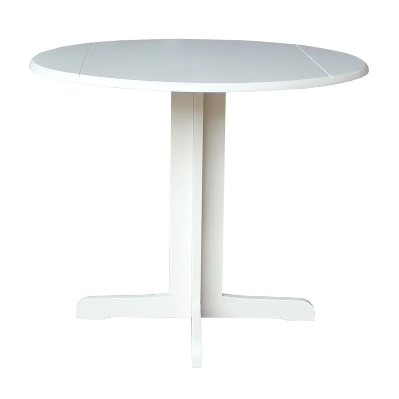 Brown / Linen White / Black / Espresso Drop Leaf Round Dining Table for 2