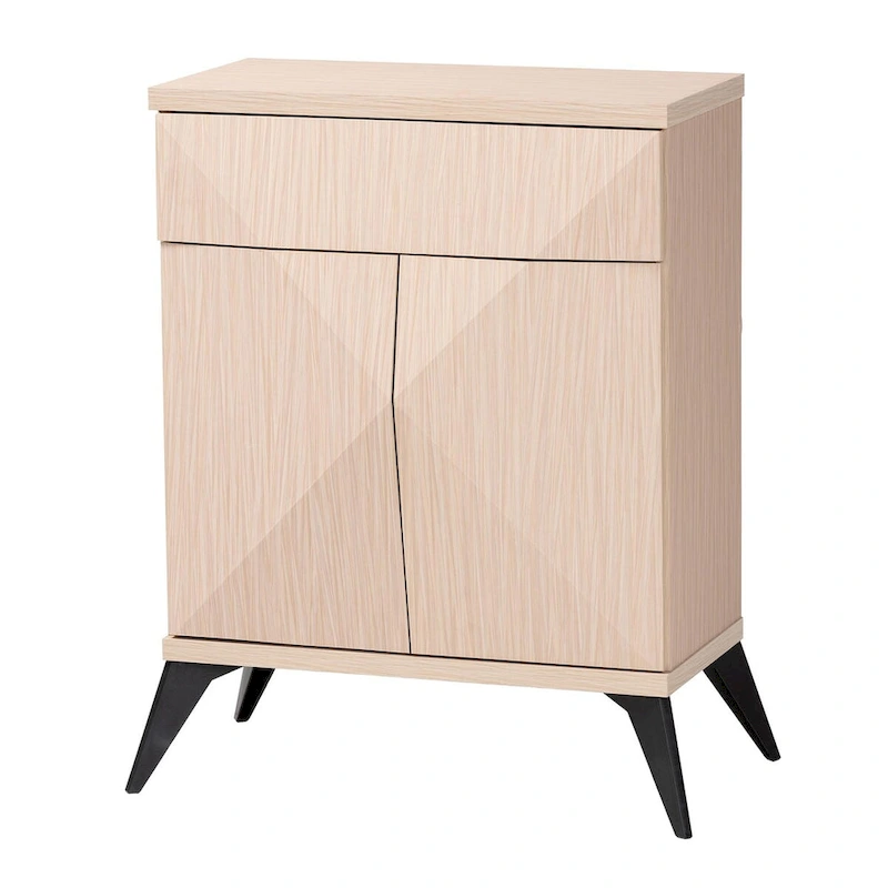 Draper Mid-Century Modern Two-Tone Light Brown and Black Wood 2-Door Sideboard Buffet