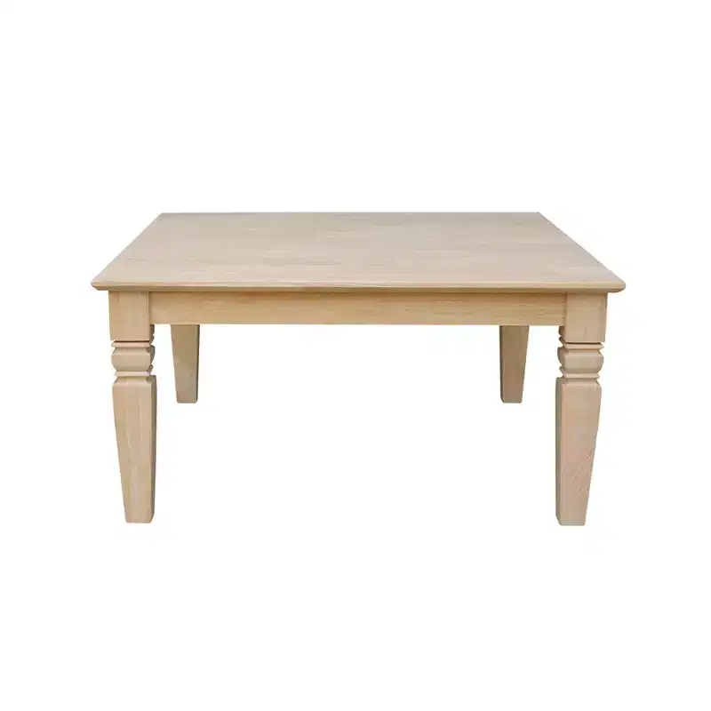 Java Square Coffee Table Wood/Tan - International Concepts: Unfinished Hardwood, Farmhouse Style, 18" High
