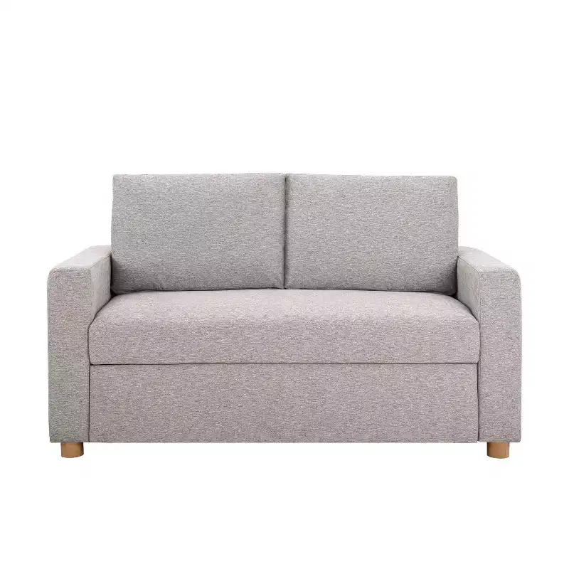 Convertible Sofa Lounger and Bed Light Gray Woven Fabric