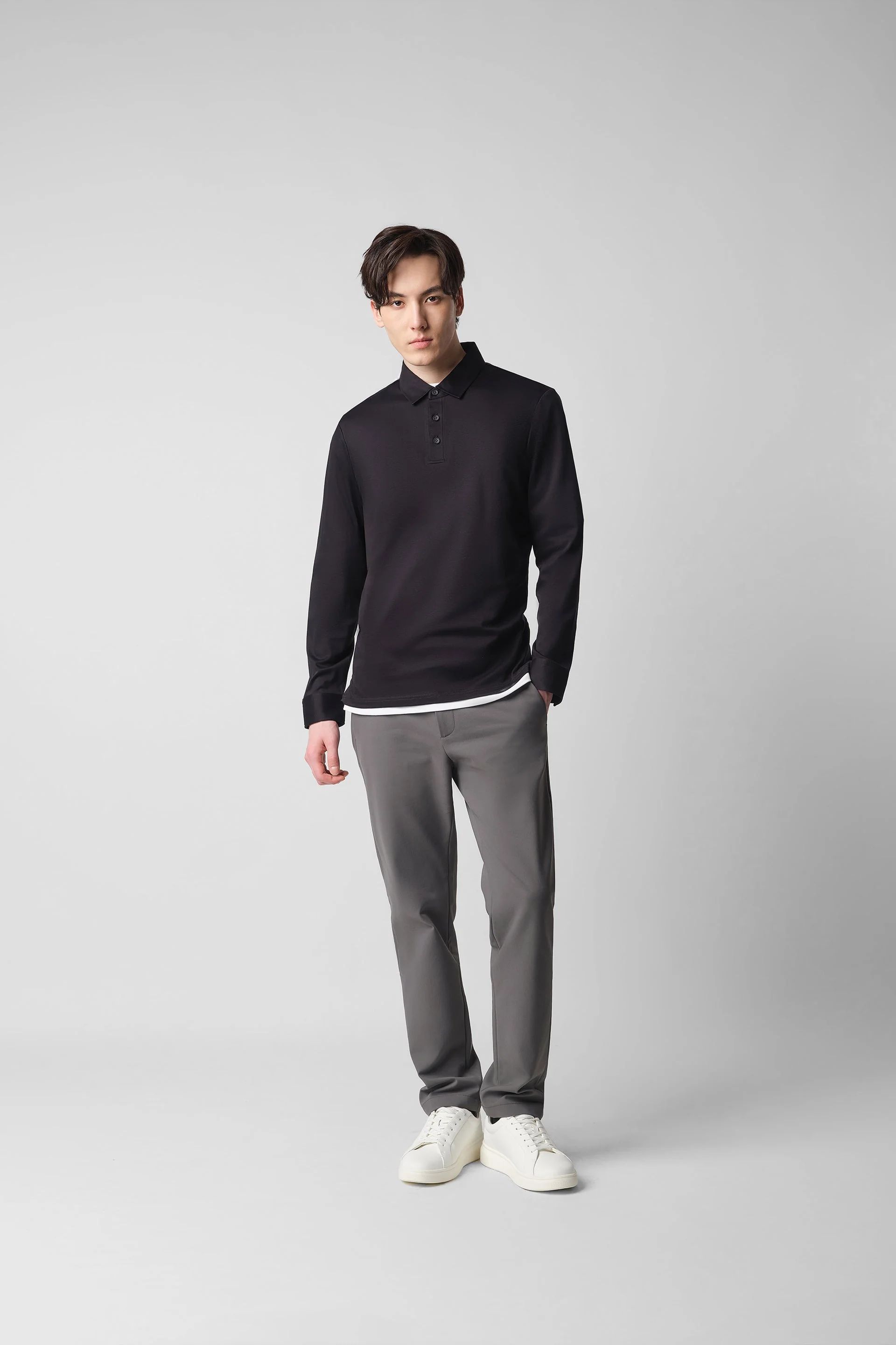 Long Sleeve Polo – Black