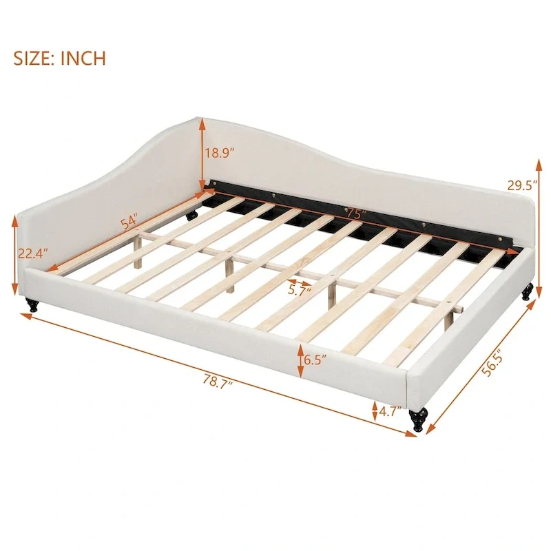 L-Shaped Semi-Enclosed Daybed with Solid Wood Legs