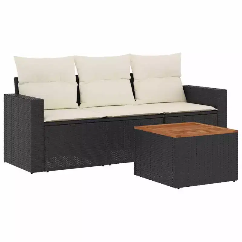 vidaXL Garden Sofa Set Black, Cream White