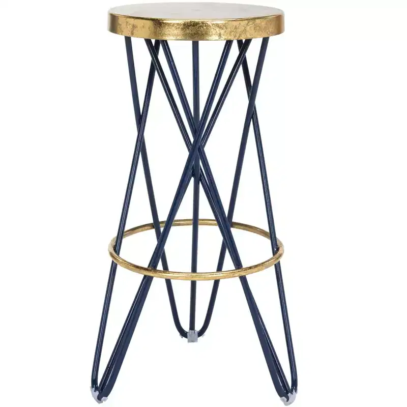 Gold Leaf Bar Stool, White & Gold