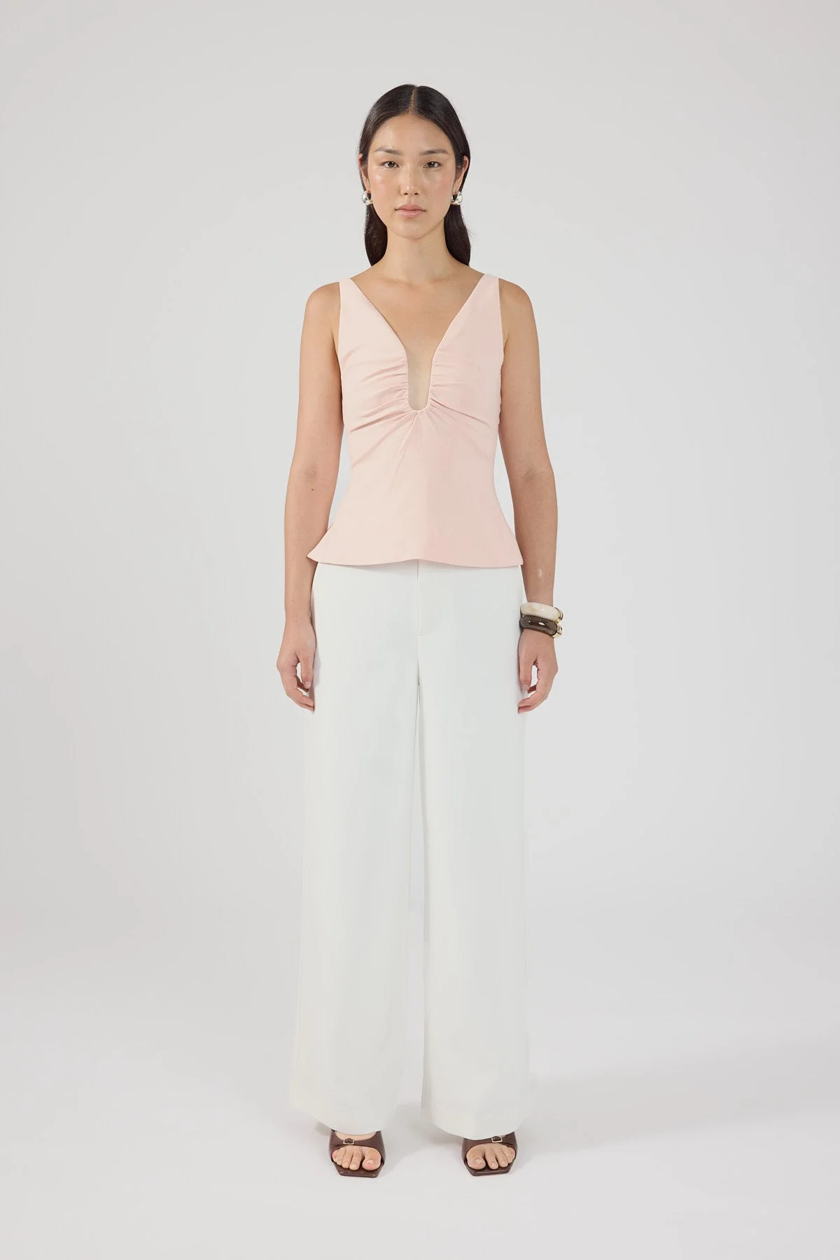 High Rise Suiting Pants White