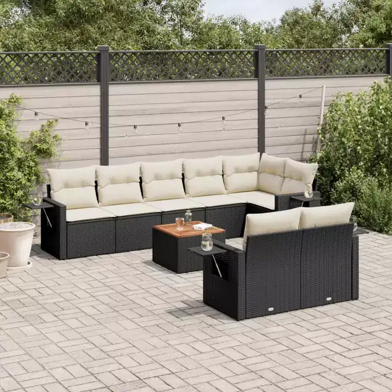 vidaXL Modular Garden Sofa Set with Cushions Poly Rattan