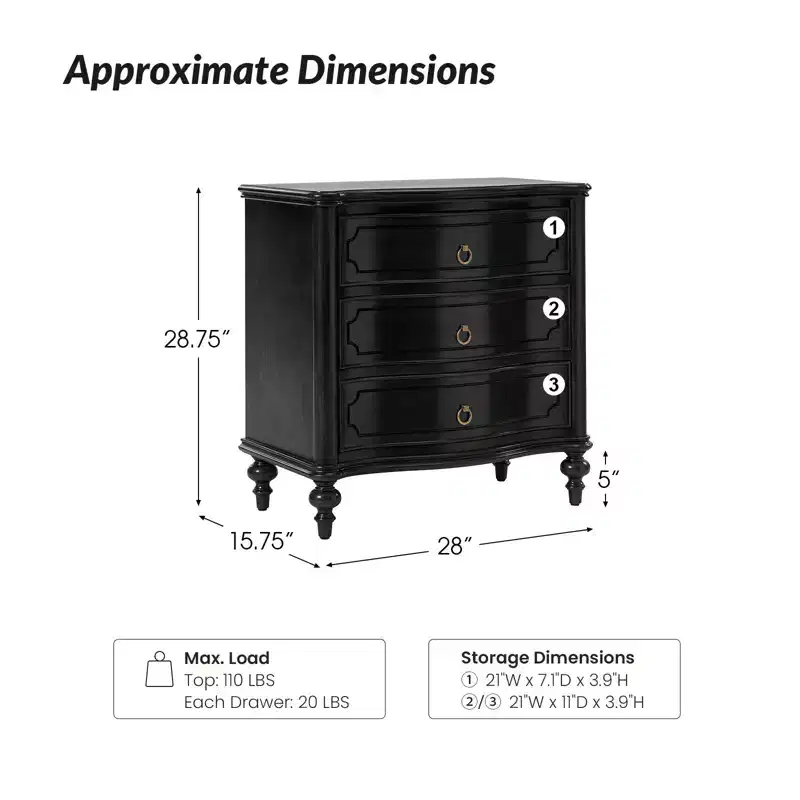 Linus 3-Drawer end table| ART OF LIVING DESIGNS