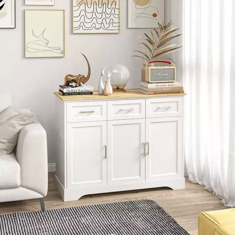 Modern Kitchen Sideboard Buffet Cabinet with Storage, Kitchen Island Dining Room Cabinet Living Room Furniture