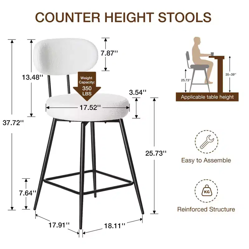 Set of 2 Upholstered Swivel Counter Height Barstools with Padded Seat