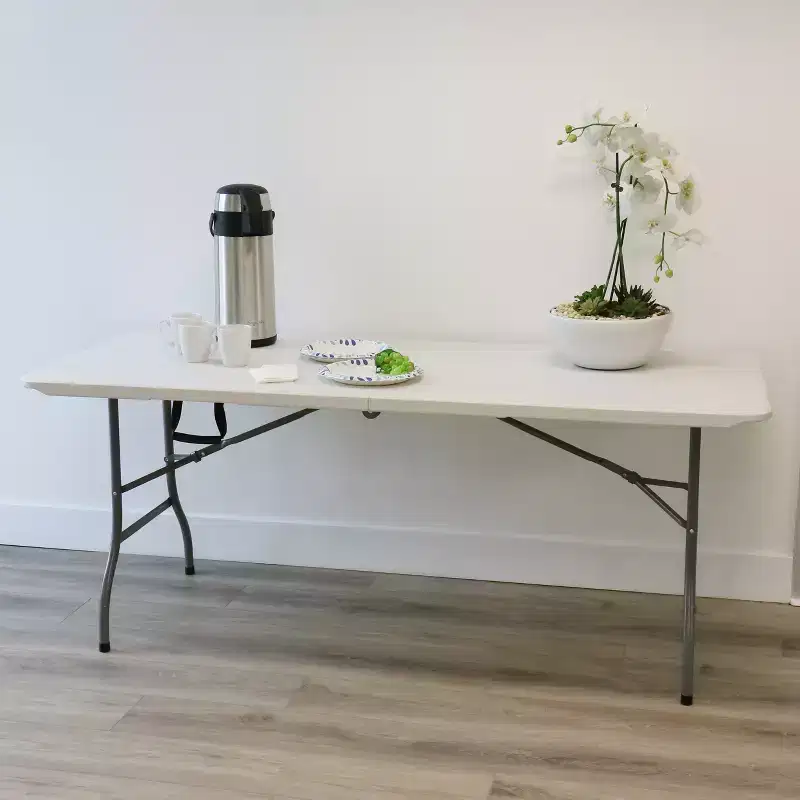 Elama 6 Foot Plastic Folding Table in White