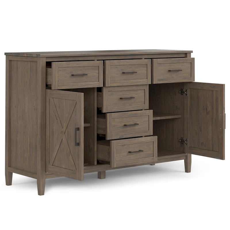 WYNDENHALL Cantina SOLID WOOD 54 inch Wide Rectangle Transitional Sideboard in Smoky Brown - 18 d x 54 w x 36 h
