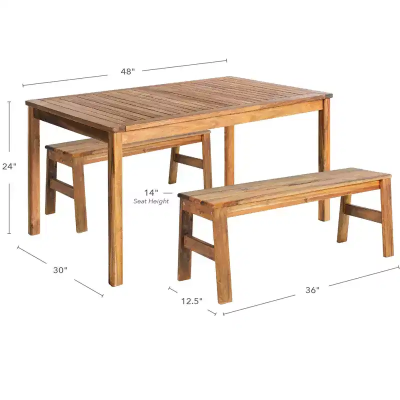 Guidecraft Acadia Kids Outdoor Table & 36 Bench Set: Acacia Wood Activity Desk w/ 2 Benches Set for Outdoor Classroom, Garden, Patio and Backyard