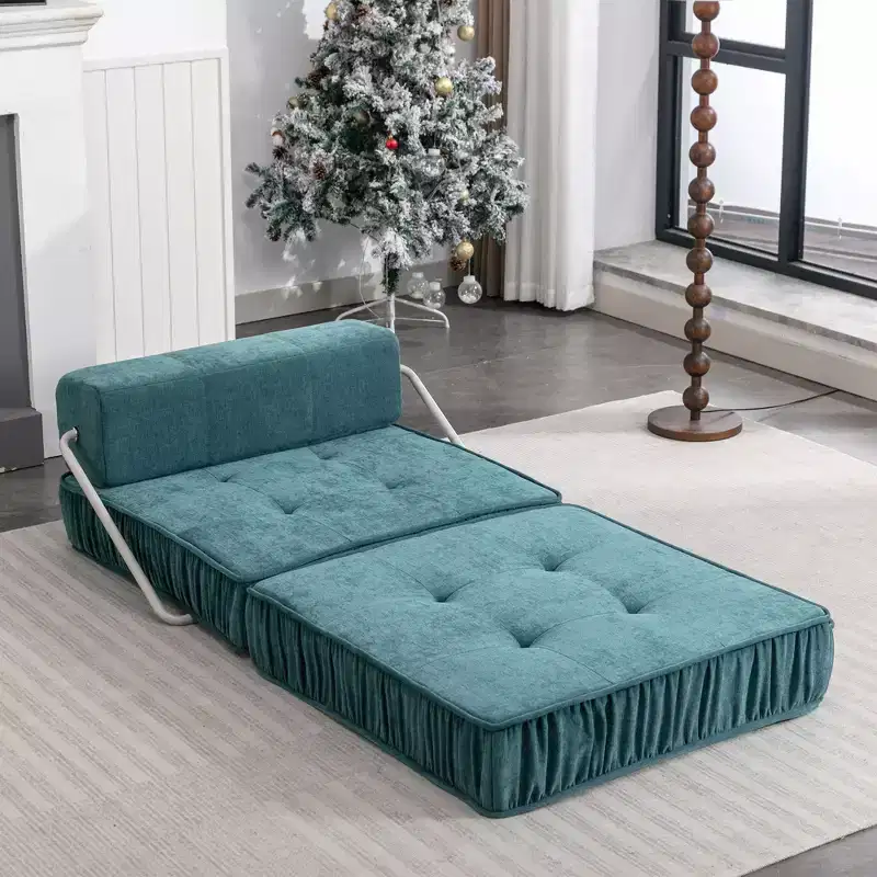 Folding Sofa  Convertible Floor Couch & Mattress, Small-Space Sleeper with Removable Back