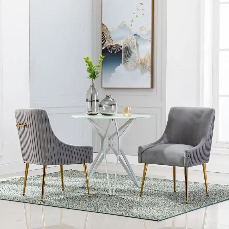 SEYNAR Mid Century Velvet Accent Dining Chair Set of 2 with Rear Handle