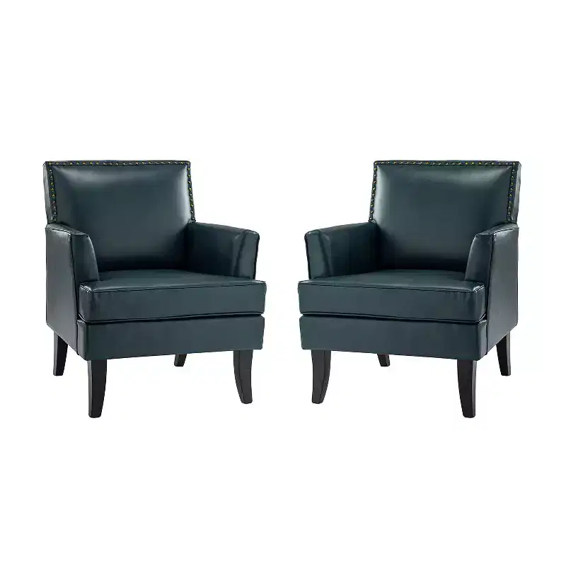 Set of 2 Wooden Upholstered Accent Chair Celadon Armchair| ART OF LIVING DESIGNS