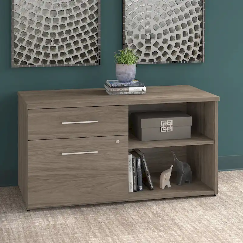 Low Storage Cabinet with File Drawer & Locking Drawers – 45W x 21D x 24H