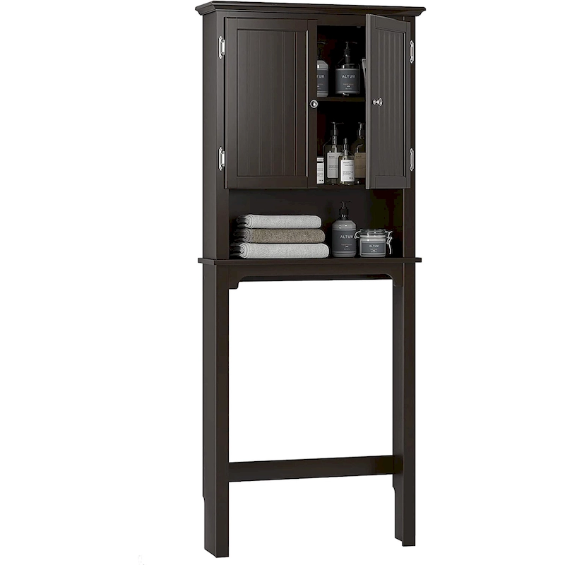 UTEX Bathroom Storage Over The Toilet, Bathroom Cabinet Organizer with Adjustable Shelves and Double Doors