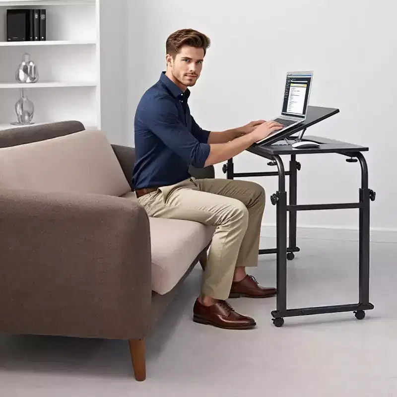Overbed Table with Wheels, 47.24 in Laptop Desk Cart, Table Over The Bed Table Adjustable Height and Length for Hospital and Home use