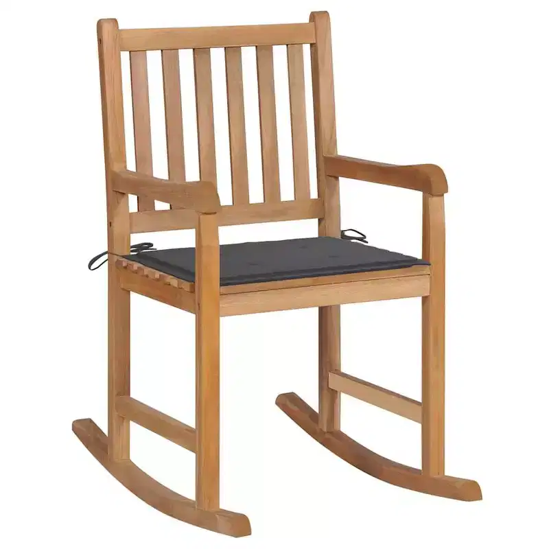 vidaXL Rocking Chair Outdoor Patio Rocking Chair with Cushion Solid Wood Teak