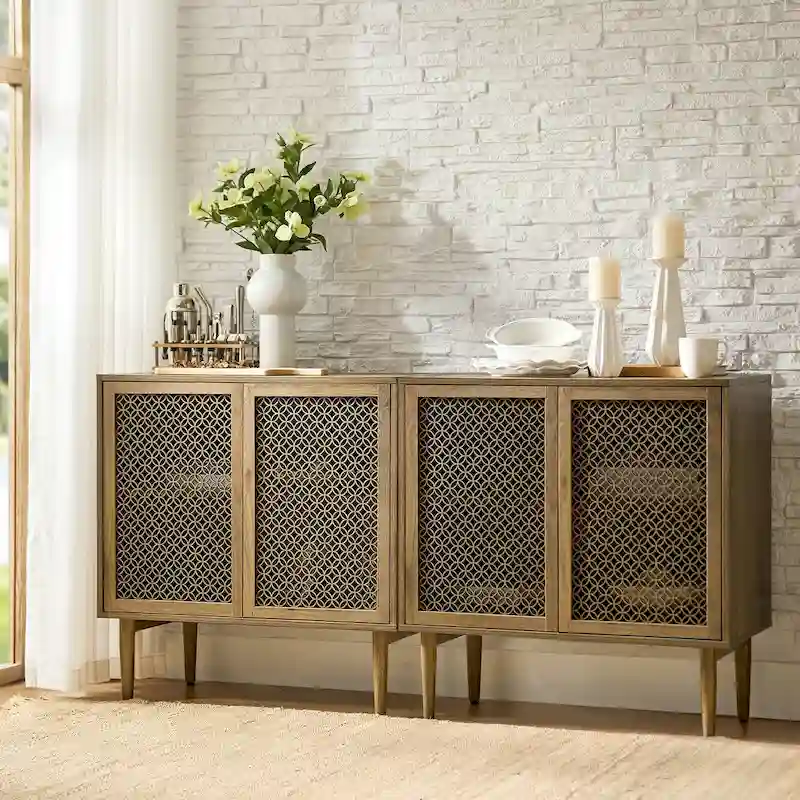 Modern Dominik 32Tall 2-Door Accent Cabinet with Light set of 2 by HULALA HOME