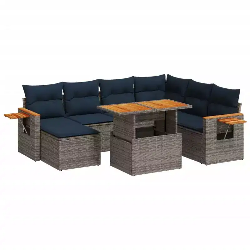 vidaXL 8 Piece Patio Sofa Set with Cushions Poly Rattan