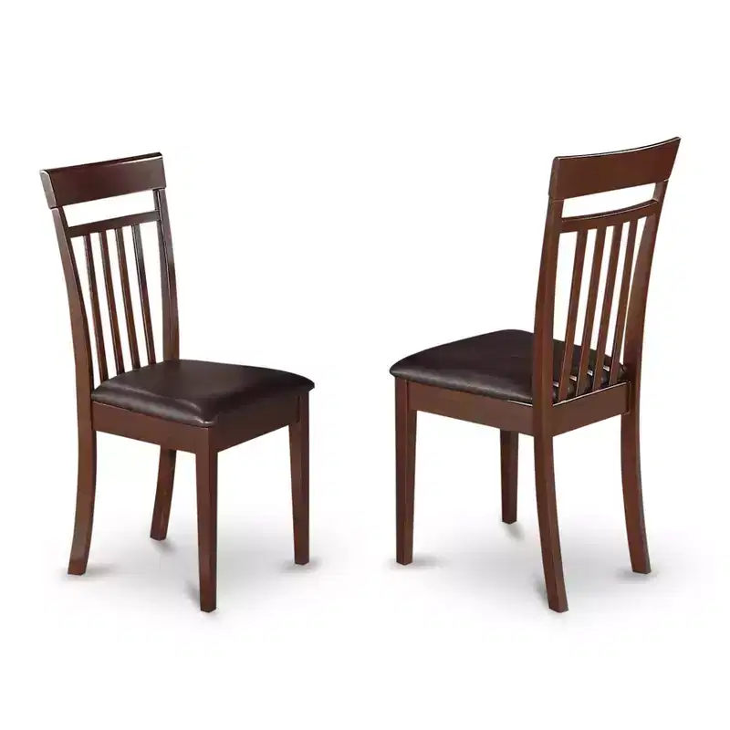 Modern Slat Back Dining Chair Mahogany Wood Seat