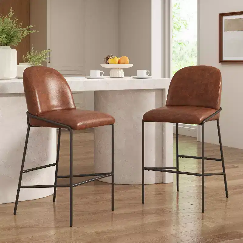 Christopher Knight Home Annas Contemporary Metal Upholstered Barstools (Set of 2)