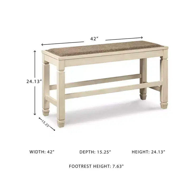 Counter Height Dining Bench Antique White
