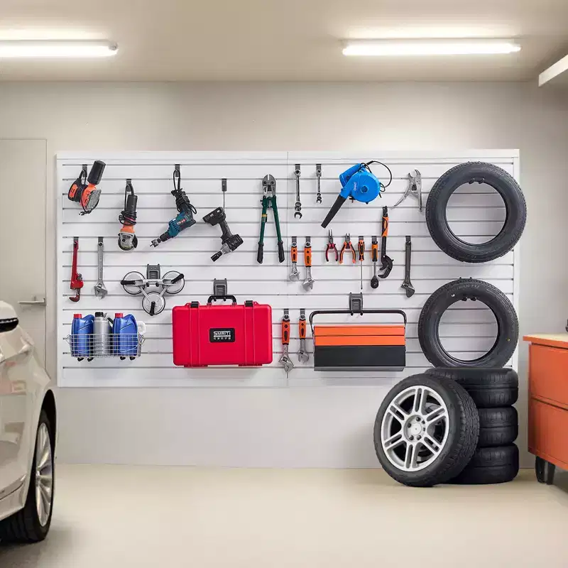 VEVOR Slat Wall Paneling, 8 x 4 ft, PVC Garage Slatwall with Accessories, White Slat Wall Easy-to-Install Adjustable Slatwall Panel, White