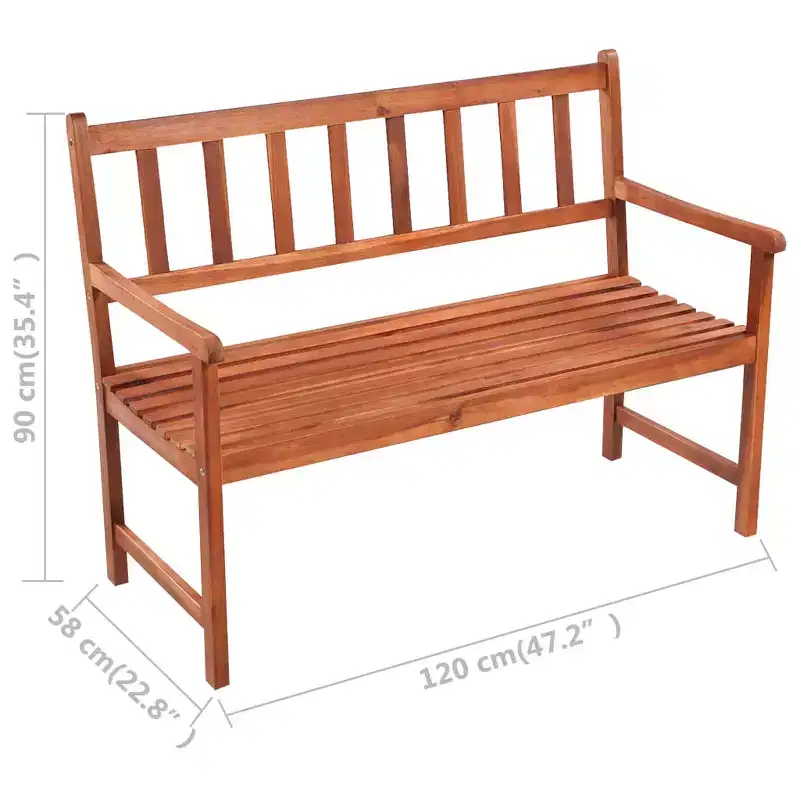 Garden Bench Wood with black cushion Solid Acacia Wood