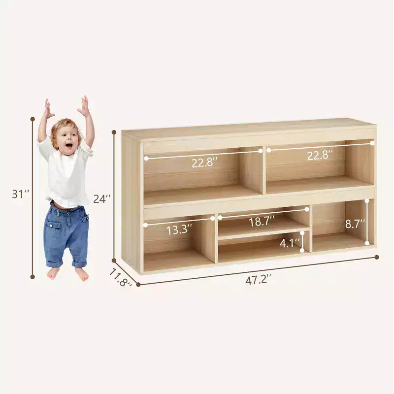 Toy Storage Organizer 6 Cubes Kids Bookshelf Wooden Storage Cabinet Playhouse Shelves for Boys Girls Toy Bookcase Playroom, Wood