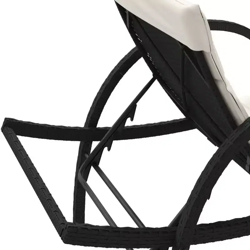 vidaXL Sun Lounger Black, Cream White PE rattan, powder-coated steel