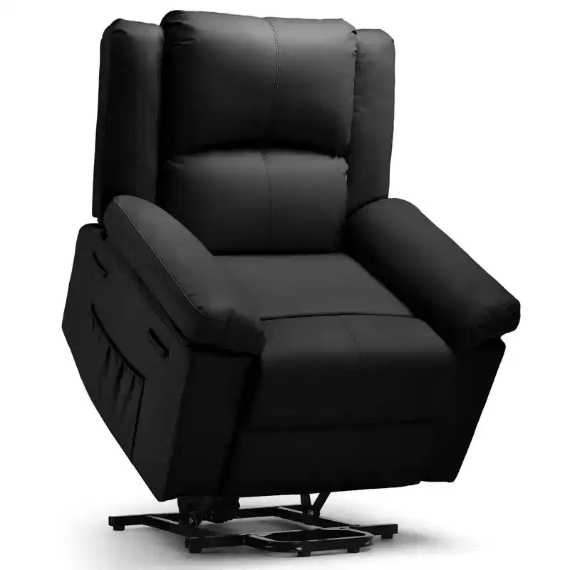 Power Lift Massage Recliner Chair PU Leather Black